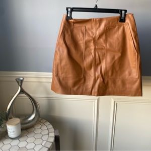 H&M Caramel Brown Faux Leather Mini Skirt Size 6